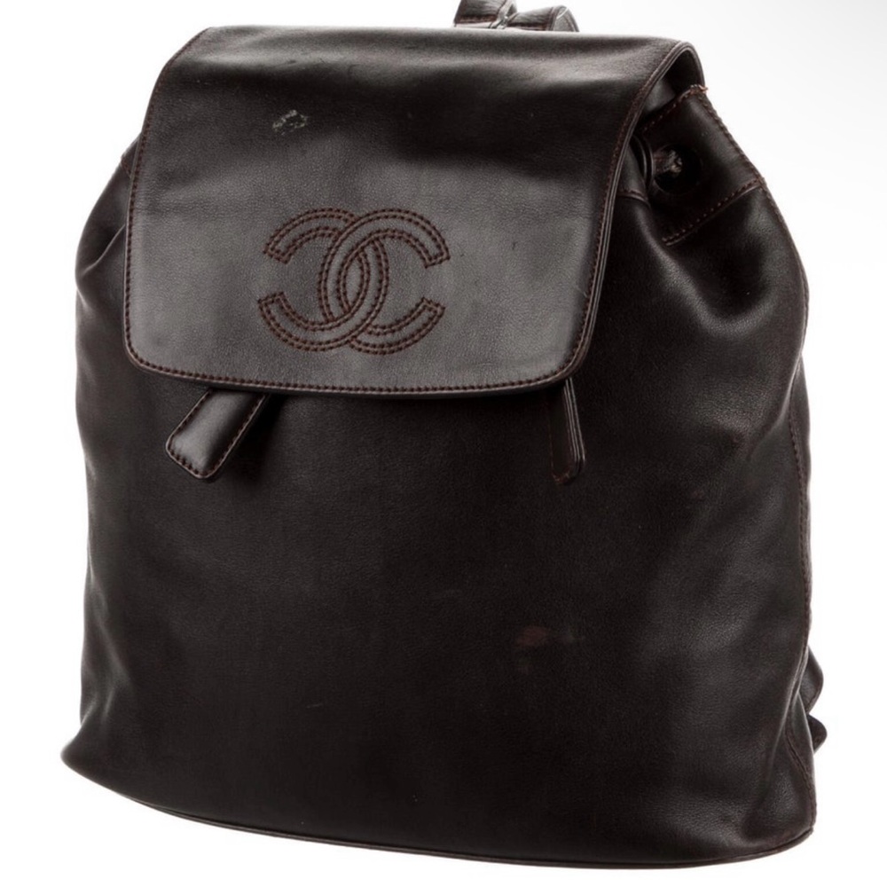 CHANEL Dark Brown Leather Men's Bag.